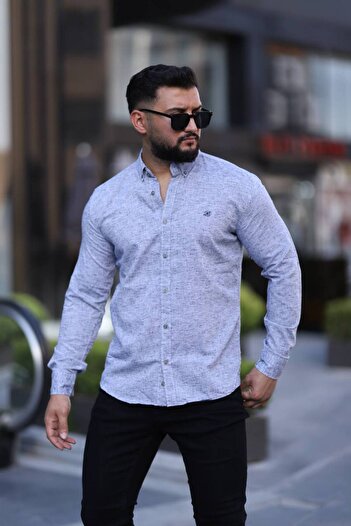 Klothy Чоловіча сорочка зі змішаного льону, slim fit, 2430