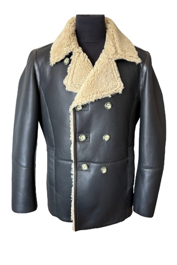 asus deri Cortino - Khaki Genuine Sheep Fur Men's Coat