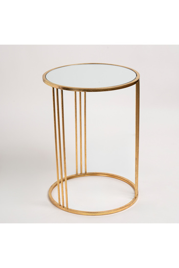 Generic Side Table Set Of 2 Gold With Mirror Top Big