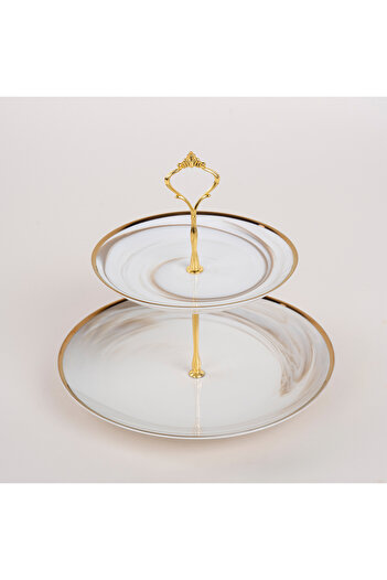 LA MESA Honey Marble 2 Tier Cake Stand