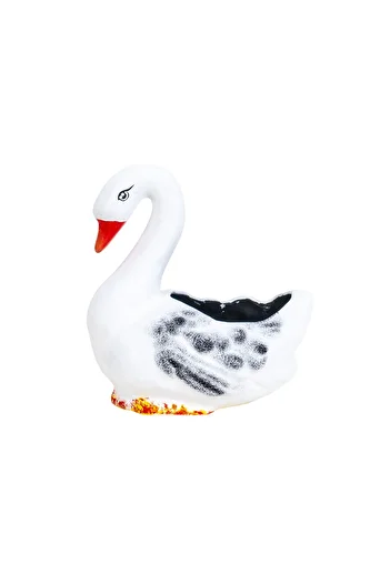 Z-Tools Ceramic flower pot, white swan pattern, length 21cm / EXT 7065