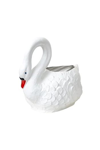 Z-Tools Plastic flower pot, white swan pattern, length 53cm / EXT 6073