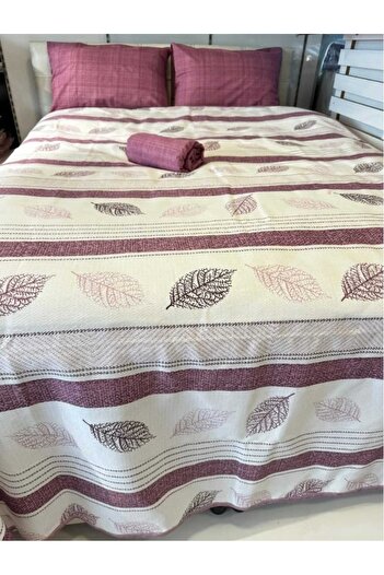 KIZILELMADA Purple Leaf Patterned Single Pique – 160X240 cm |   Elegance and Lightness from Nature