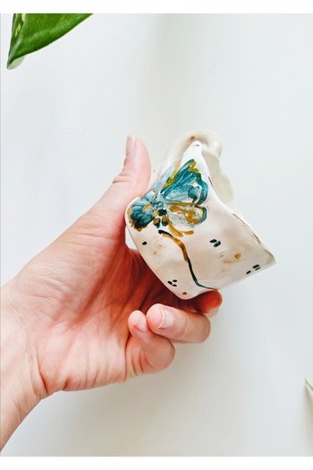 WEBBMODA Handmade Vintage Green Flower Cup