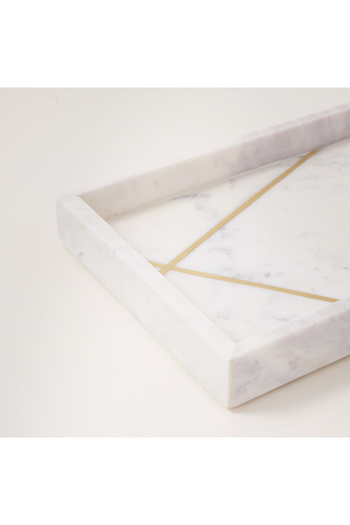 homez marble candles serving tray 32*21*4cm, white