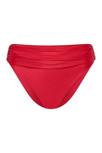 ESOTIQ Classic Bikini Bottom Brief with Ruched Waistband Glossy Fabric Elegant | Truffle