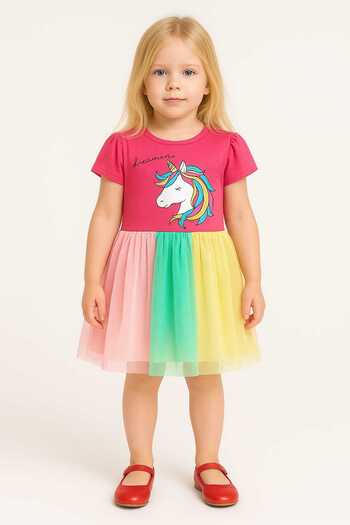 MİLAYS LİFE HOME COLLECTİON Girl's Unicorn Printed Tulle Skirt Birthday and Special Occasion Dress