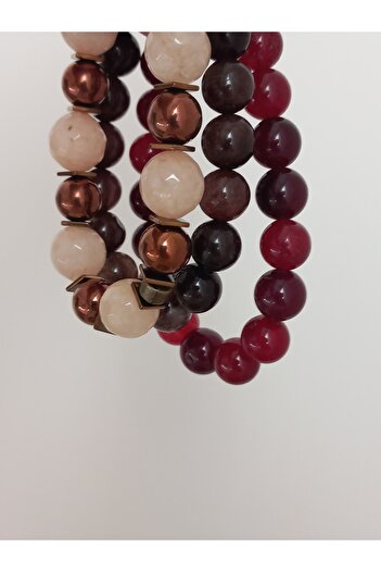 LemaStone Sun Stone, Agate Stone and Hematite Natural Stone Triple Bracelet Set