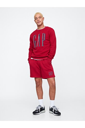 GAP Erkek Kırmızı Logo Fleece Sweatshirt
