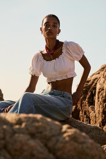 Bershka Short sleeve cropped blouse