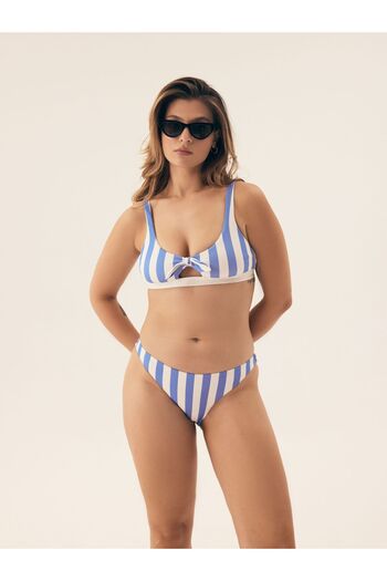 Bloovii Bikini Top Bralette Textured with Front Cut-Out Retro Style Striped | Mallorca