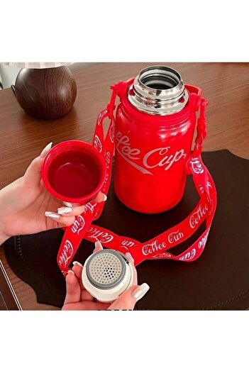 BLA BLA FOAM Portable thermos with handle and shoulder strap, red, 800 ml