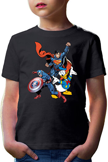 OEM Kids T-shirt Captain America Superman Donald Duck Hero Strong Cool