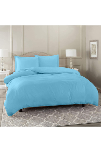 Five Store Double bed linen, elastic cover, Azure, ranforce cotton, blue, 4 pieces