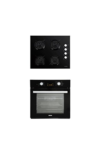 Luxell 2'Lİ OPALL SİYAH CAM ANKASTRE SET (OCAK-FIRIN)