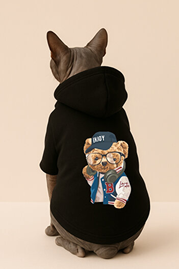 Buddy Store Cat Outfit Hooded Black Sweatshirt Hoodie Enjoy Printed Size XL