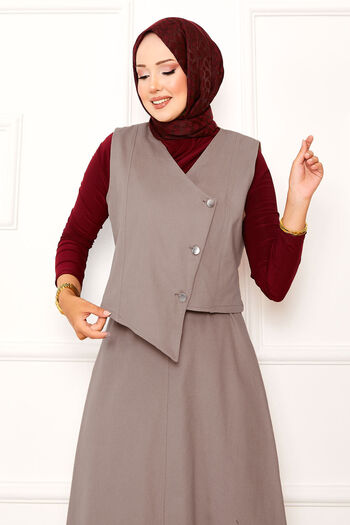 EBRUTESETTÜR Asymmetric Vest Gabardine Double Skirt Suit