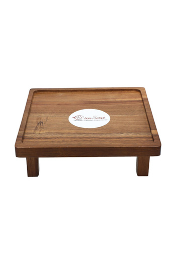 Bien Servi Square Shaped Acacia Sushi Tray with Legs 25 x 25cm