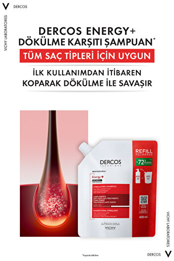 Vichy Dercos Energy+ Saç Dökülme Karşıtı Şampuan Yeniden Dolum Paketi - Refill 400 ml