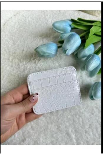 mlio Women's White Croco Faux Leather, 4 Card Holders and Coin Compartment, Card Holder