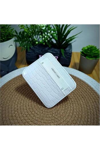 mlio Women's White Croco Faux Leather, 4 Card Holders and Coin Compartment, Card Holder