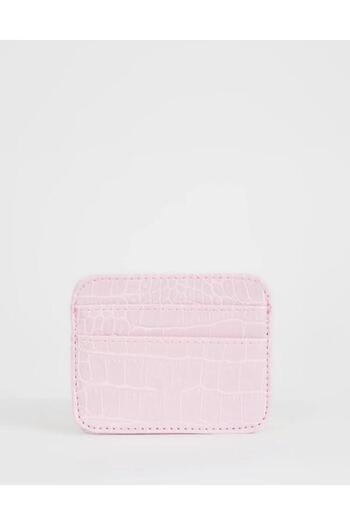 mlio Women's Pink Croco Faux Leather, 4 Card Holders and Coin Compartment, Card Holder