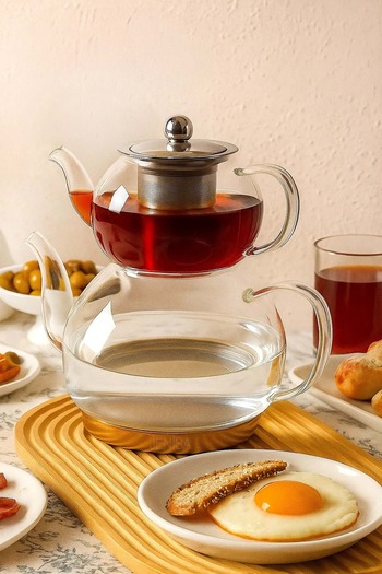Jenisa Borosilicate Glass Teapot with Induction Base – 500 ml Upper Infuser + 1800 ml Lower Infuser