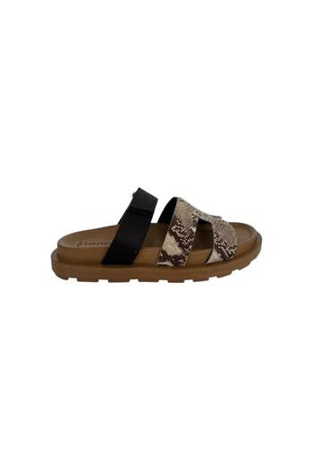 KEMAL TANCA 862 M-53 Women's Khaki Leather Slippers