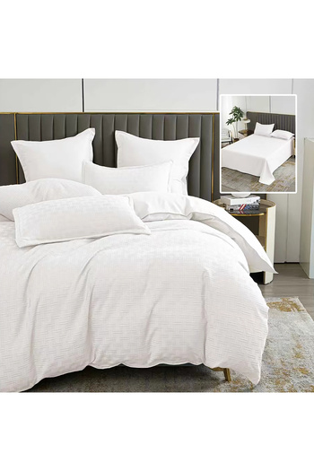 Pucioasa Natur Uni Stripe Bed Linen 6 Pieces With Sheet (White)