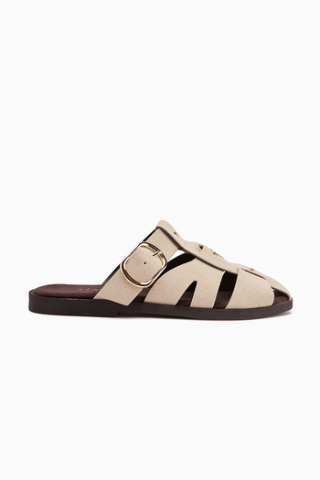 Limoya Hima Beige Comfort Buckle Women's Slippers