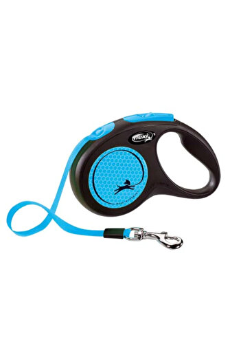 Flexi Lesa retractabila New Neon, 5 m, 25 kg, Plastic, marimea M, Albastru