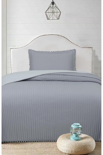 Bikaya Home Single 2 Piece Bedspread Set with Pompom - 180X240 cm