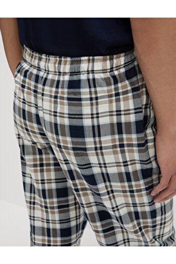 Marks & Spencer Saf Pamuk Kareli Pijama Altı