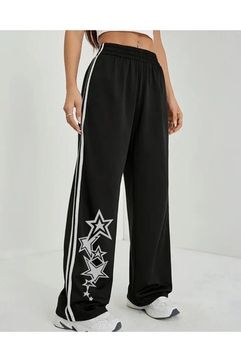Touz Moda Y2K Stars Oversize ελαστικό φαρδύ αθλητικό παντελόνι