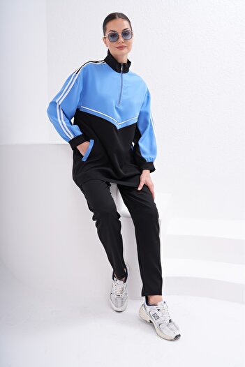 Marvella By Rasha Colorblock Two-Piece Tracksuit with Zipper Detail