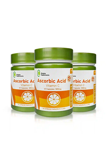 simplee Supplements Ascorbic Acid Vitamin C – 3 Bottles