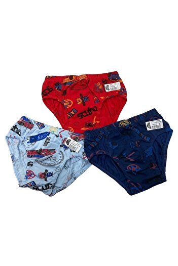 Yağmur Giyim GMŞ Set de 3 slip pentru bărbați cu model roșu, albastru, bleumarin 3090-1