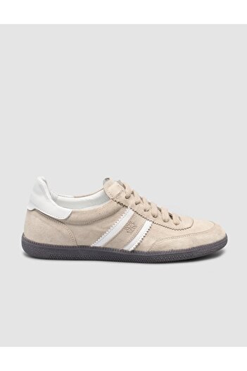 Cabani 100% Genuine Leather Beige Lace-Up Women's Sneaker