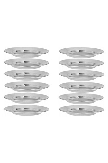 OEM Set 12 plates GRUNBERG, stainless steel, polished, silver, 26cm
