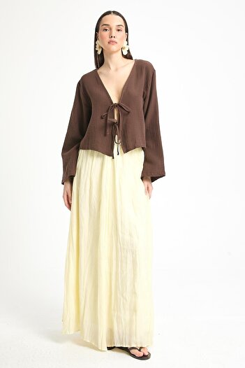 minaaise Yellow Baie Modal Crashed Skirt 29290