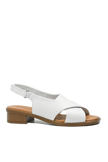 Anna Women's Sandals Viotti White with Leather Cross Pattern