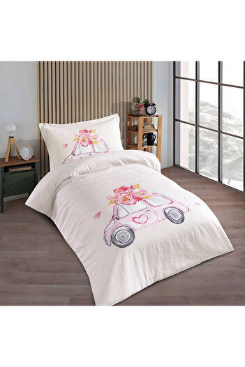 Alhabib bedding Lima children's summer light single and a half bed sheet, white and pink, 2 pieces