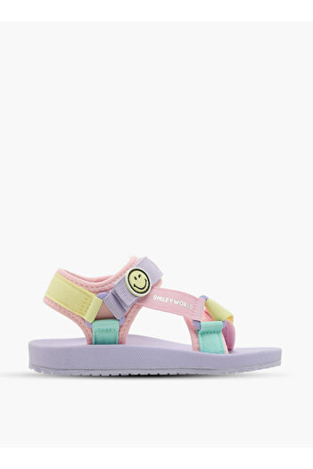SMILEY Accent Detail Sandals with Hook and Loop Closure