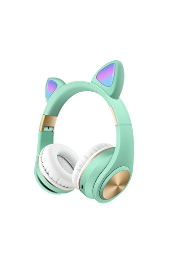 CLOUD Wireless headphones with Cat ears, bluetooth 5.0, Mint Green