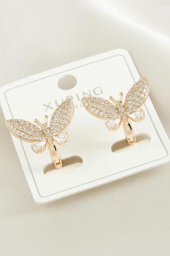 Auren Shop Xuping Butterfly Zircon Stone Luxury Steel Earrings