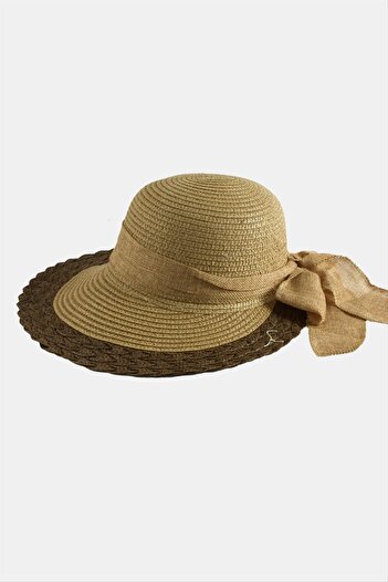 ZERO LAND Hn-Shop Straw Hat with Ribbon-Brown