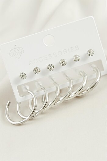 feryal 12 Pieces Crushed Pipe Stone Hoop Earrings
