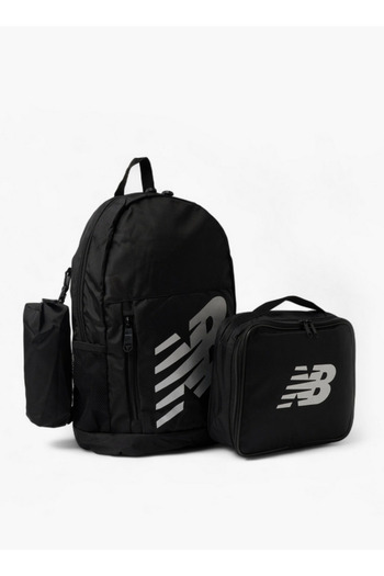 New Balance Logo Print Backpack with Lunch Bag and Pencil Pouch - 14x28x43 cm