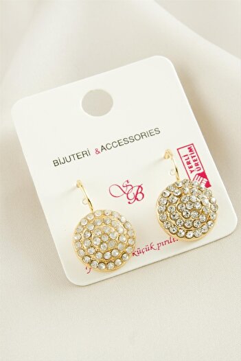 feryal Round Stone Clip Earrings