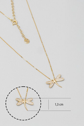 So CHIC... Uğurlu Yusufçuk 18 Ayar Sarı Altın Kaplama 45 Cm Gümüş Minimal Kolye